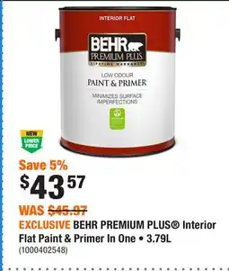 Home Depot EXCLUSIVE BEHR PREMIUM PLUS Interior Flat Paint & Primer In One • offer