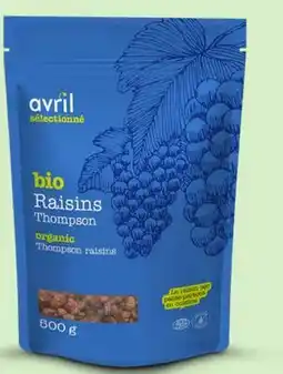 Avril raisins Thompson bios offer