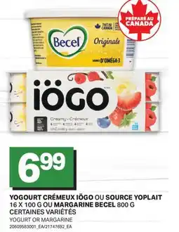 L'Intermarché YOGOURT CRÉMEUX OU SOURCE YOPLAIT, 16 X 100 G OU MARGARINE, 800 G | YOGURT OR MARGARINE offer