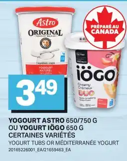 L'Intermarché YOGOURT ASTRO, 650/750 G OU YOGOURT, 650 G | YOGURT TUBS OR MÉDITERRANÉE YOGURT offer