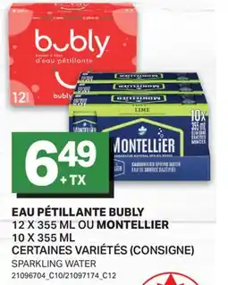 L'Intermarché EAU PÉTILLANTE BUBLY, 12 X 355 ML OU MONTELLIER, 10 X 355 ML offer