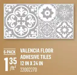 Canac Valencia Floor Adhesive tiles 12in x 24 in offer