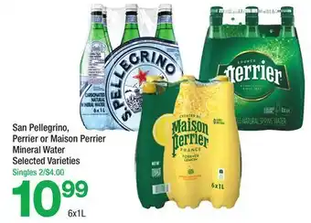 Highland Farms San Pellegrino, Perrier or Maison Perrier Mineral Water offer