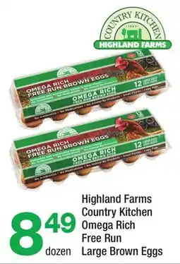Highland Farms Highland Farms Country Kitchen Omega Rich Free Run Large Brown Eggs offer