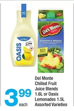 Highland Farms Del Monte Chilled Fruit Juice Blends 1.6L or Oasis Lemonades 1.5L offer