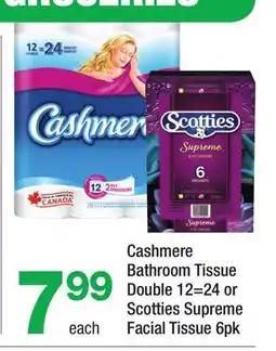 Highland Farms Cashmere Bathroom Tissue Double 12=24 or Scotties Supreme Facial Tissue offer