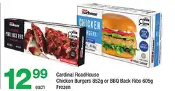Highland Farms Cardinal RoadHouse Chicken Burgers 852g or BBQ Back Ribs 605g offer