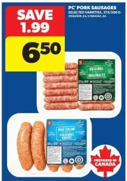 Real Canadian Superstore PC Pork Sausages offer