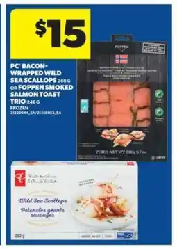 Real Canadian Superstore PC Bacon-Wrapped Wild Sea Scallops or Foppen Smoked Salmon Toast Trio offer