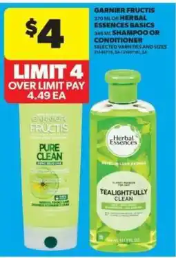 Real Canadian Superstore Garnier Fructis or Herbal Essences Basics Shampoo or Conditioner offer