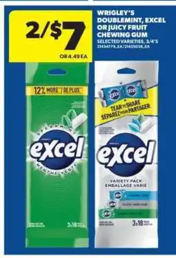 Real Canadian Superstore Wrigley's Doublemint, Excel or Juicy Fruit Chewing Gum offer