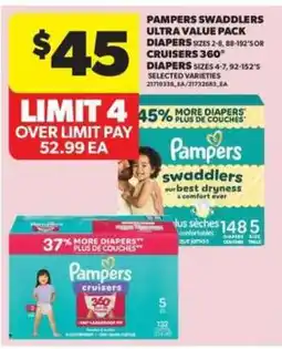 Real Canadian Superstore Pampers Swaddlers Ultra Value Pack Diapers or Cruisers 360° Diapers offer