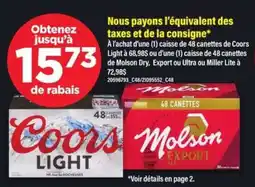 Maxi Coors Light et Molson Export offer