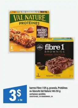 Maxi barres Fibre 1 125 g, granola, Protéines ou biscuits Val Nature 148-210 g offer