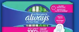 Food Basics ALWAYS ULTRA THIN PADS 20-72'S, TAMPAX TAMPONS 18'S offer