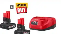 Home Depot 2-pack milwaukee M12 XC 5.0Ah Redlithium battery and charger kit offer