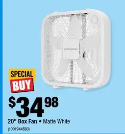 Home Depot 20 box fan matte white offer