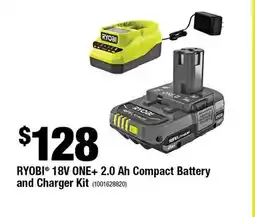 Home Depot Ryobi 18V ONE+ 2.0Ah compact battery and charger kit offer