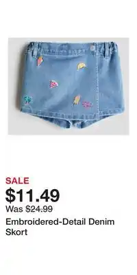 H&M Embroidered-Detail Denim Skort offer