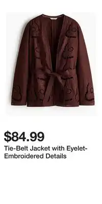 H&M Tie-Belt Jacket with Eyelet-Embroidered Details offer