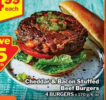 M & M Food Market Cheddar & Bacon Stuffed Beef Burgers offer