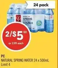 Shoppers Drug Mart Pc natural spring water offer