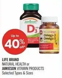 Shoppers Drug Mart Life brand natural health or jamieson vitamin products offer