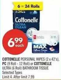 Shoppers Drug Mart Cottonelle personal wipes, pc or cottonelle offer