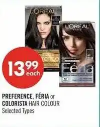 Shoppers Drug Mart Preference, féria or colorista hair colour offer