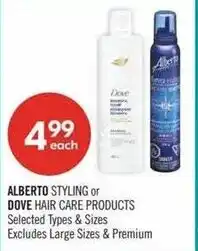 Shoppers Drug Mart Alberto styling or dove hair care offer