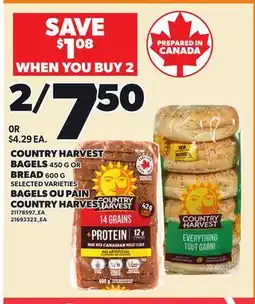 Independent City Market COUNTRY HARVEST BAGELS, 450 G OR BREAD, 600 G offer
