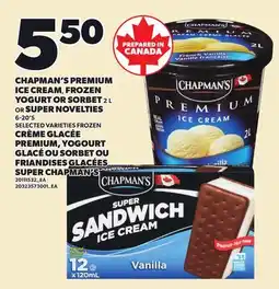 Independent City Market CHAPMAN'S PREMIUM ICE CREAM, FROZEN YOGURT OR SORBET, 2 L OR SUPER NOVELTIES, 6-20'S offer