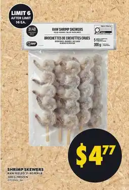 Independent City Market SHRIMP SKEWERS, 31-40 PER LB 300 G FROZEN offer