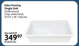 Home Hardware Eden Fireclay Single Sink offer