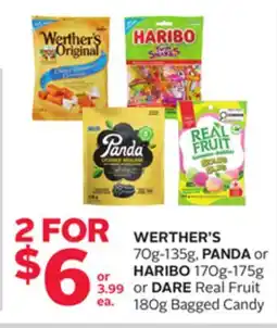 Rexall WERTHER'S 70g-135g, PANDA or HARIBO 170g-175g or DARE Real Fruit 180g Bagged Candy offer