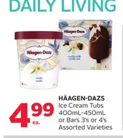 Rexall HÄAGEN-DAZS Ice Cream Tubs 400mL-450mL or Bars 3's or 4's offer
