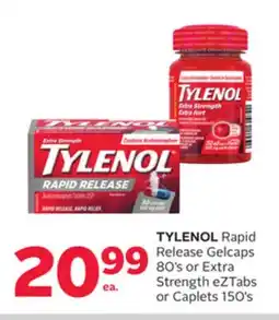 Rexall TYLENOL Rapid Release Gelcaps 80's or Extra Strength eZTabs or Caplets 150's offer