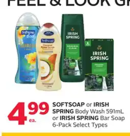 Rexall SOFTSOAP or IRISH SPRING Body Wash 591mL or IRISH SPRING Bar Soap 6-Pack offer