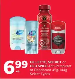 Rexall GILLETTE, SECRET or OLD SPICE Anti-Perspirant or Deodorant 45g-144g offer