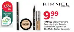 Rexall RIMMEL Brow Pro Micro Pen, High'Light Powder, Wonder'Ink Eyeliner or The Multi-Tasker Concealer offer