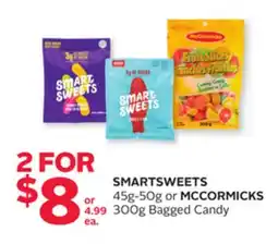 Rexall SMARTSWEETS 45g-50g or MCCORMICKS 300g Bagged Candy offer