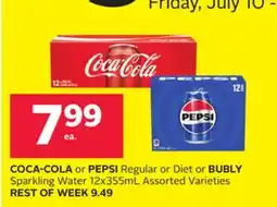 Rexall COCA-COLA or PEPSI Regular or Diet or BUBLY Sparkling Water offer