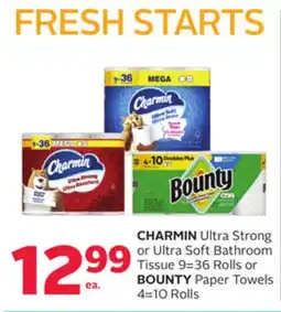 Rexall CHARMIN Ultra Strong or Ultra Soft Bathroom Tissue 9=36 Rolls or BOUNTY Paper Towels 4=10 Rolls offer