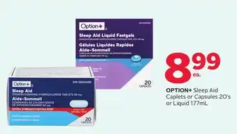 Rexall OPTION+ Sleep Aid Caplets or Capsules 20's or Liquid 177ML offer
