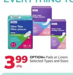 Rexall OPTION+ Pads or Liners offer