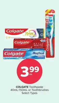 Rexall COLGATE Toothpaste or Toothbrushes offer