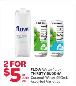 Rexall FLOW Water 1L or THIRSTY BUDDHA Coconut Water 490mL offer