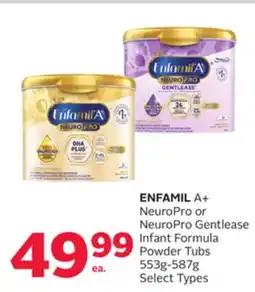 Rexall ENFAMIL A+ NeuroPro or NeuroPro Gentlease Infant Formula Powder Tub 553g-587g offer