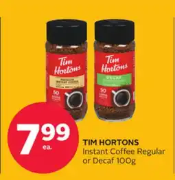 Rexall TIM HORTONS Instant Coffee Regular or Decaf offer