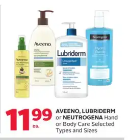 Rexall AVEENO, LUBRIDERM or NEUTROGENA Hand or Body Care offer